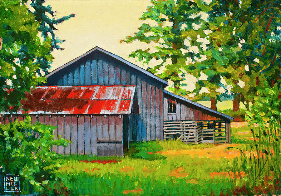 Hidden Sheep Barn Painting by Stacey Neumiller