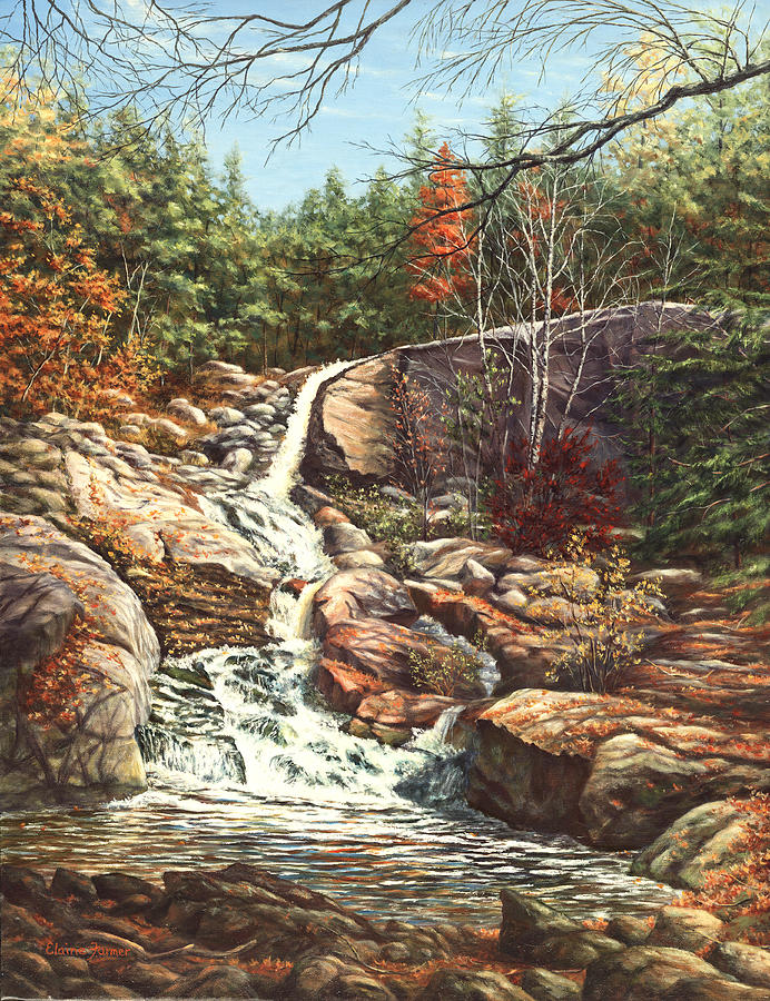 Hidden Treasure Waterfall, New Hampshire Painting by Elaine Farmer
