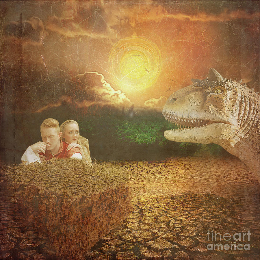 Dinosaur Mixed Media - Hiding from Dinosaurs by Elisabeth Lucas