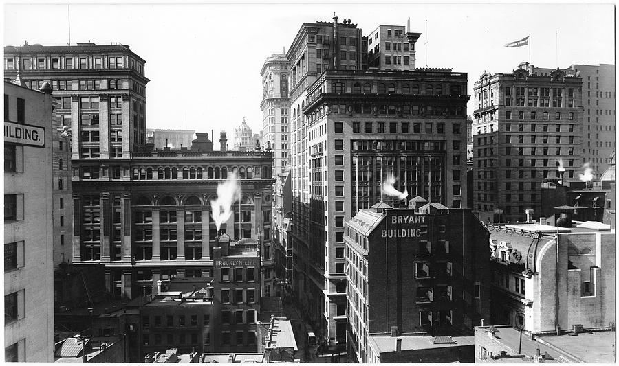 High-angle View Down Nassau Street From Photograph by The New York Historical Society