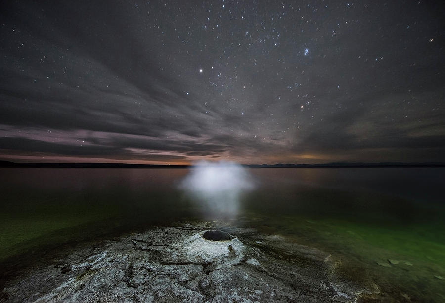 High Angle View Of Grand Prismatic Spring At Yellowstone National Park During Night Photograph by Cavan Images High Angle View Of Grand Prismatic Spring At Yellowstone National Park During Night Photograph by Cavan Images