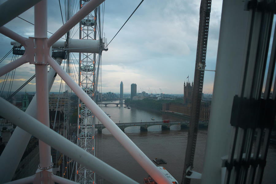 Architecture Digital Art - High Angle View Of The Thames From London Eye At Dawn, London, England, Uk by Peter Muller