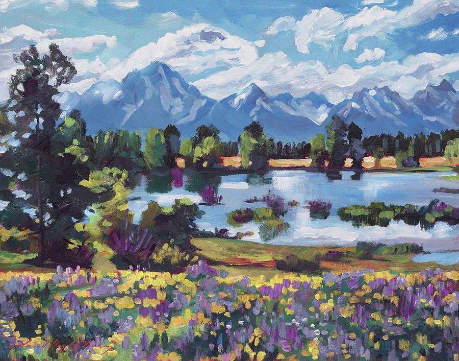 High Country Wildflowers Painting by David Lloyd Glover