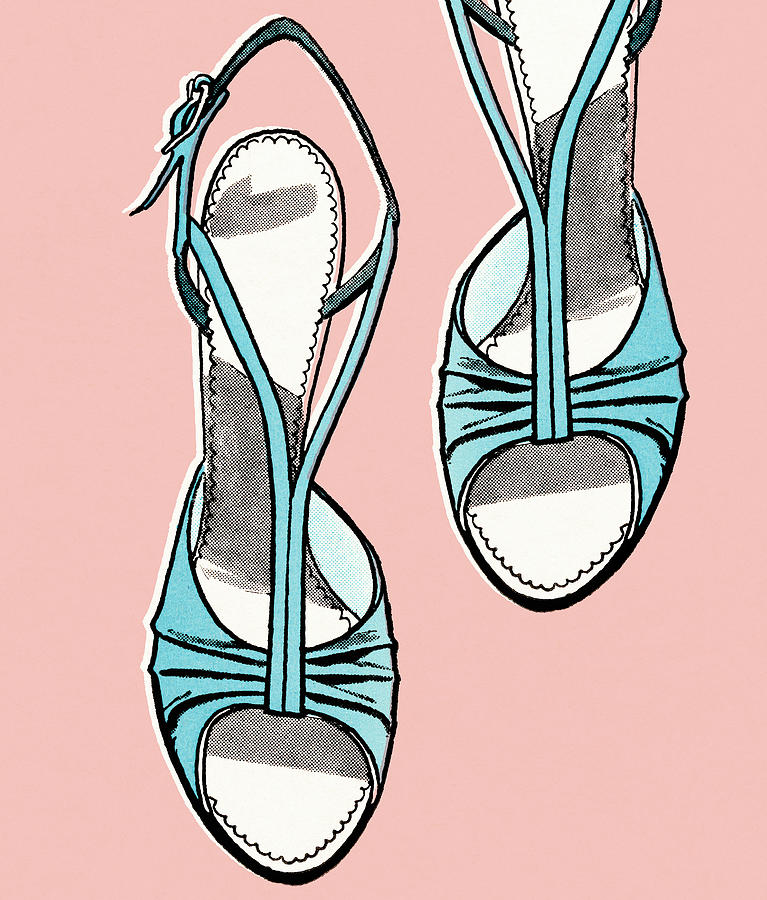 Vintage Drawing - High-heeled sandals by CSA Images