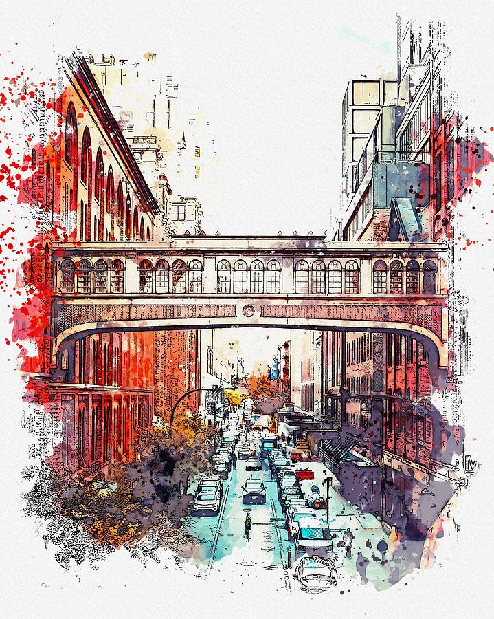 High Line, New York, Etats-Unis -  watercolor by Adam Asar Painting by Celestial Images