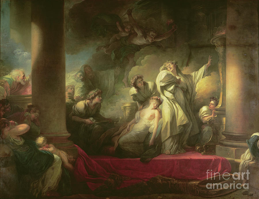 High Priest Coresus Sacrificing Himself To Save Callirhoe, Scene From description Of Greece By Pausanias Painting by Jean-Honore Fragonard