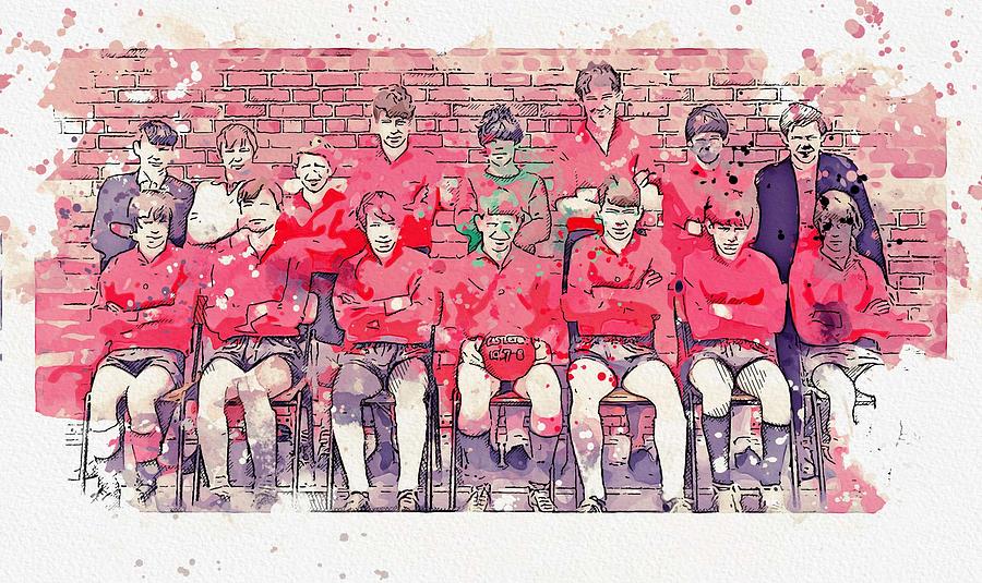 High School Football Team 1968-69 Watercolor By Ahmet Asar Painting