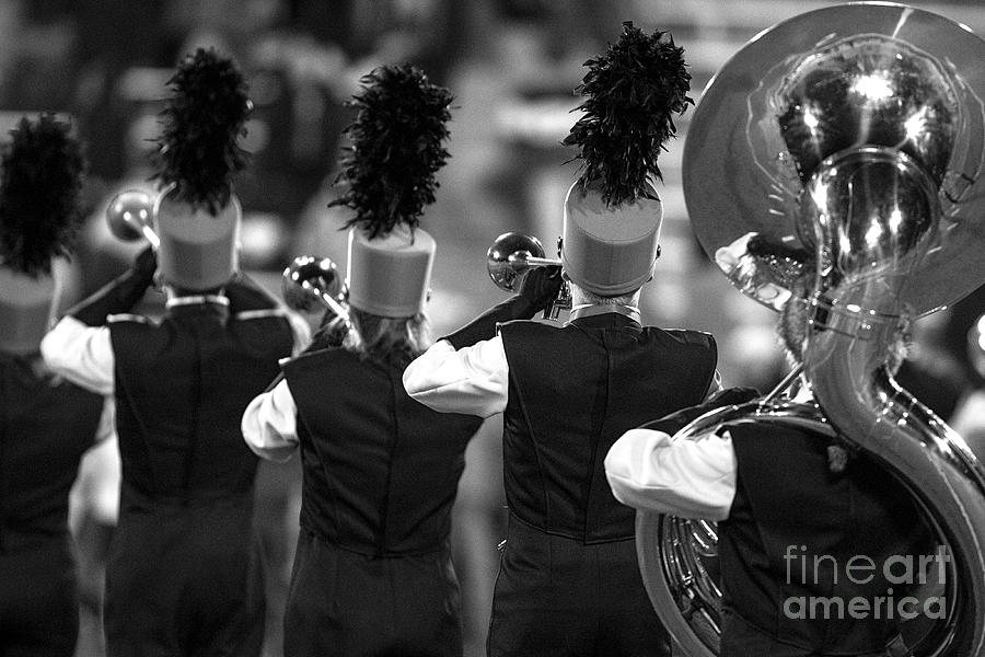 High School Trumpet and tuba players monochrome Photograph by Alan Look