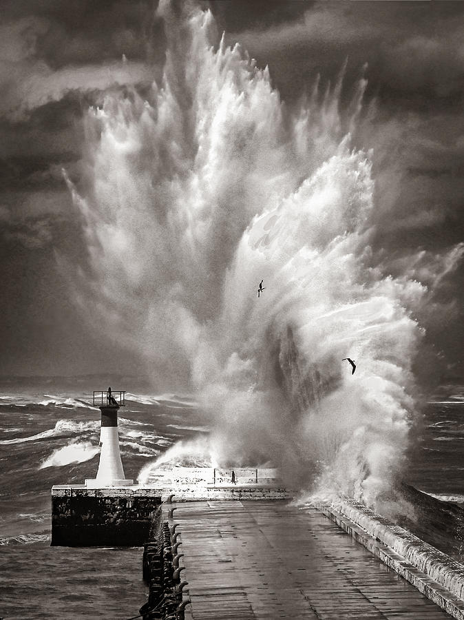 High Seas sepia Photograph by Andrew Hewett