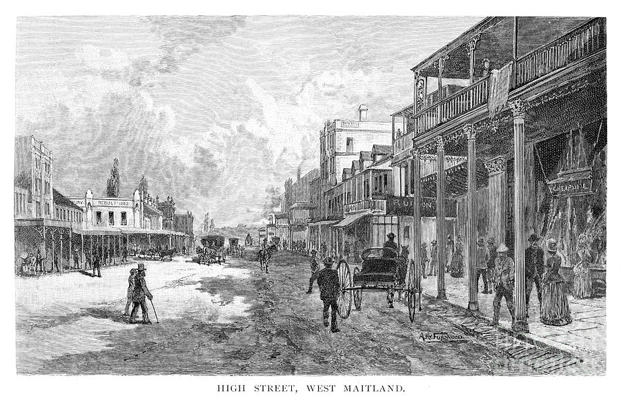 High Street, West Maitland, New South Drawing by Print Collector Fine