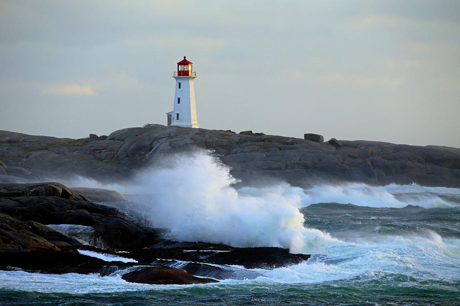 High surf at Peggys Cove Photograph by Gary Corbett