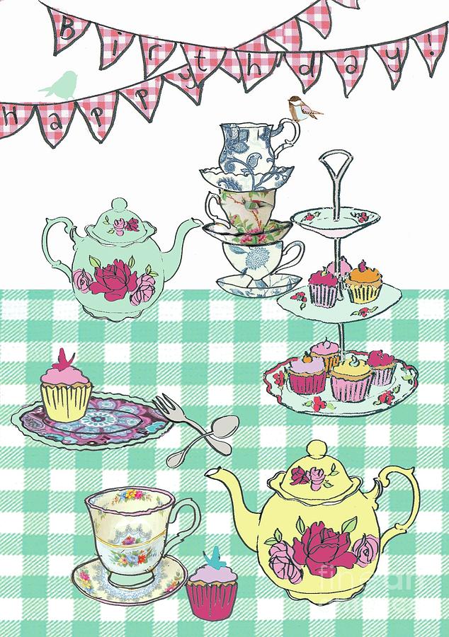 High Tea Birthday Mixed Media by Anna Platts