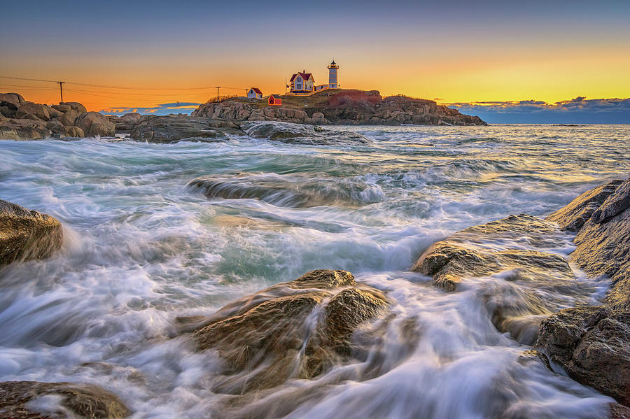 High Tide at Cape Neddick Lighthouse Photograph by Kristen Wilkinson
