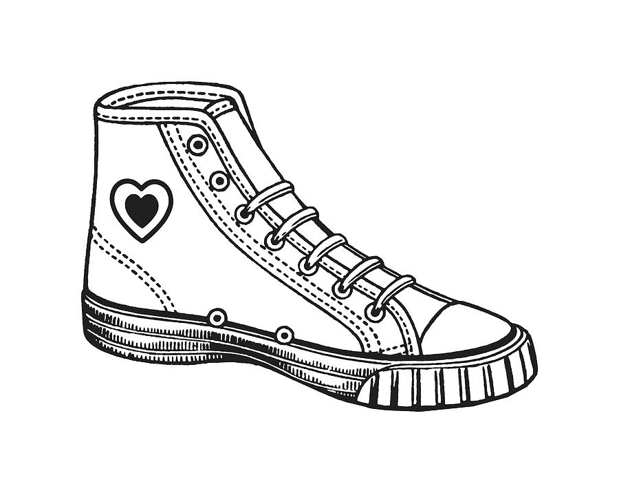 High-top Tennis Shoe With Heart Drawing by CSA Images - Fine Art America
