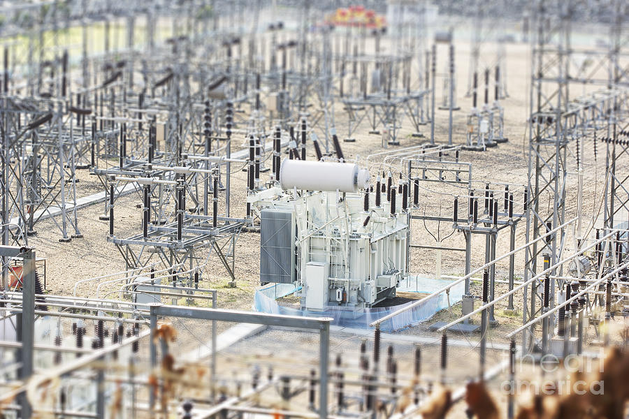 Line Photograph - High Voltage Power Transformer by Beebrain Line Photograph - High Voltage Power Transformer by Beebrain
