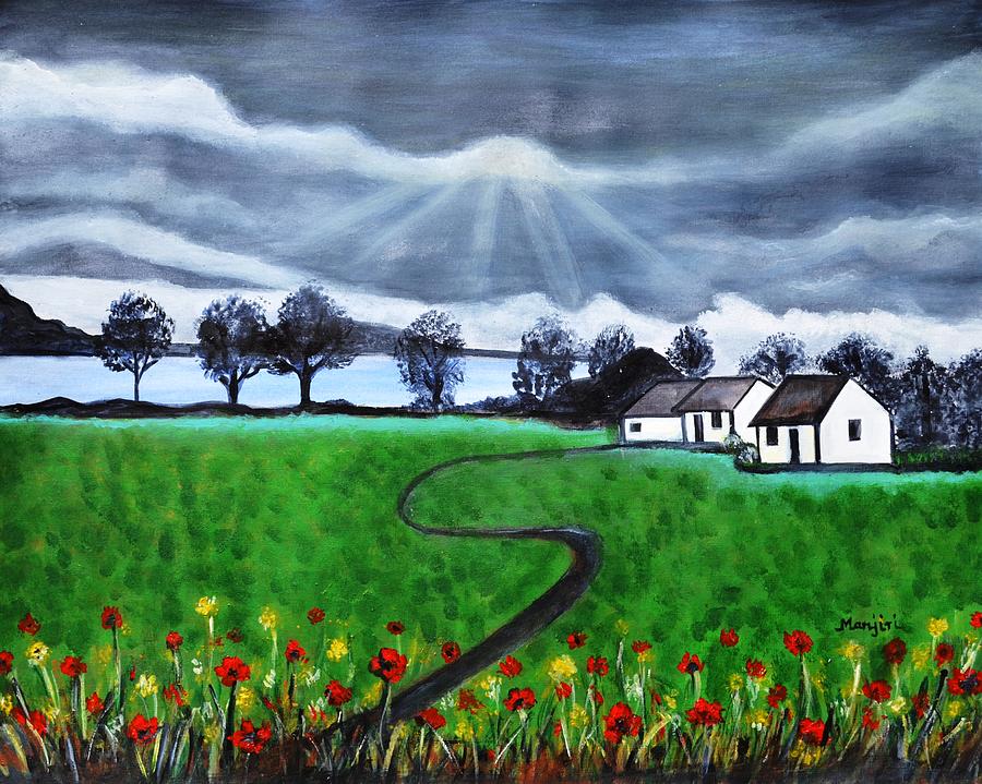 Highland Landscape Scottish Farm  Painting by Manjiri Kanvinde