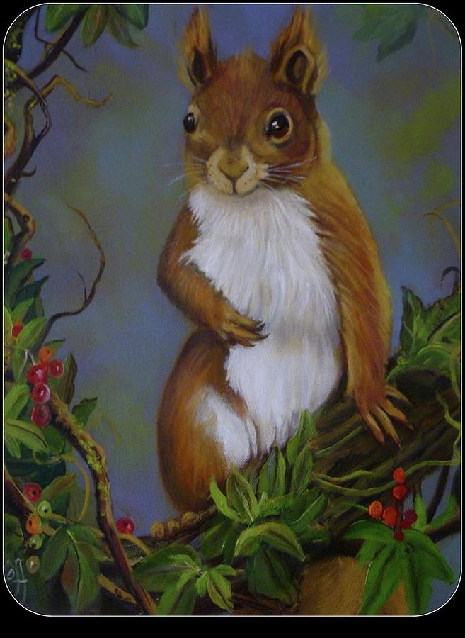 Wildlife Painting - Highland Squirrel by Janet Silkoff Wildlife Painting - Highland Squirrel by Janet Silkoff