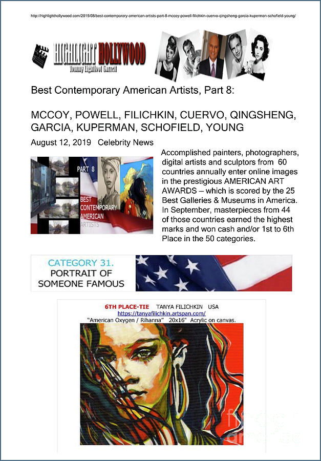HIGHLIGHT HOLLYWOOD Press Release Best Contemporary American Artists Mixed Media by Tanya Filichkin