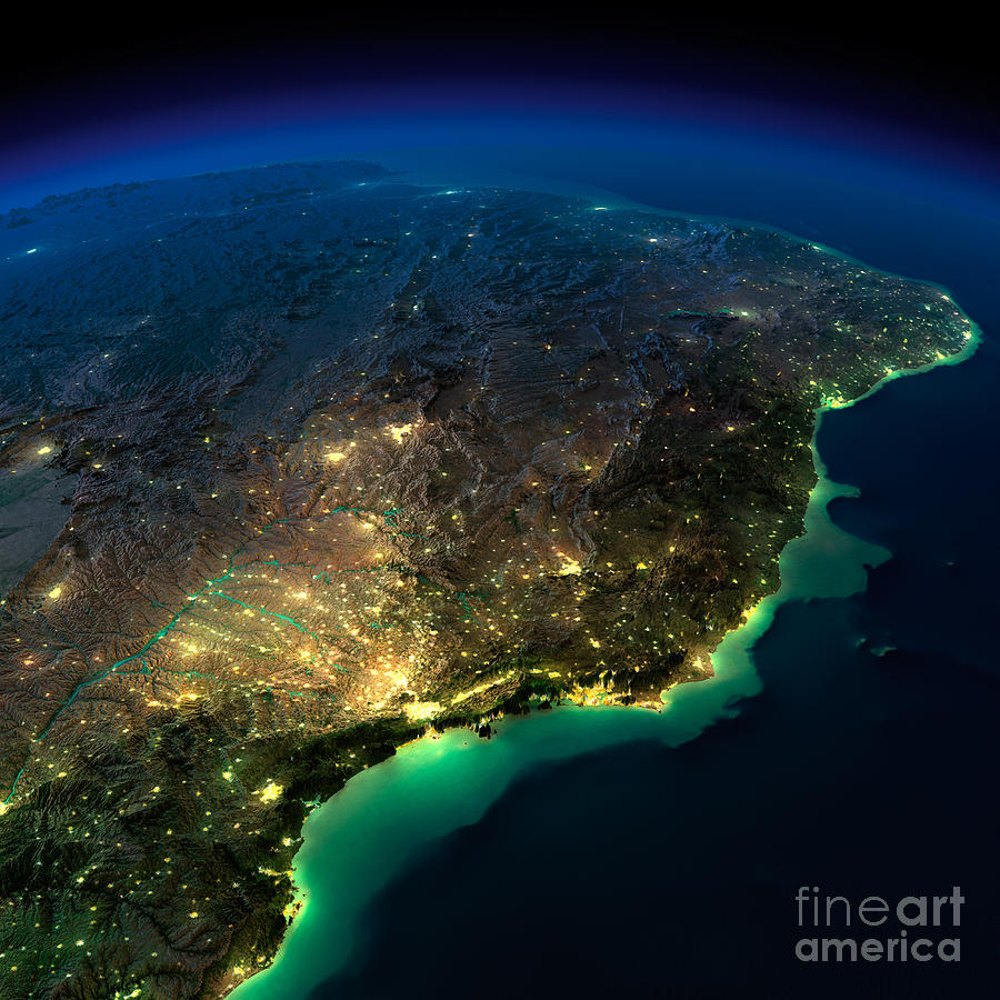 Mountains Digital Art - Highly Detailed Earth, Illuminated By by Anton Balazh Mountains Digital Art - Highly Detailed Earth, Illuminated By by Anton Balazh