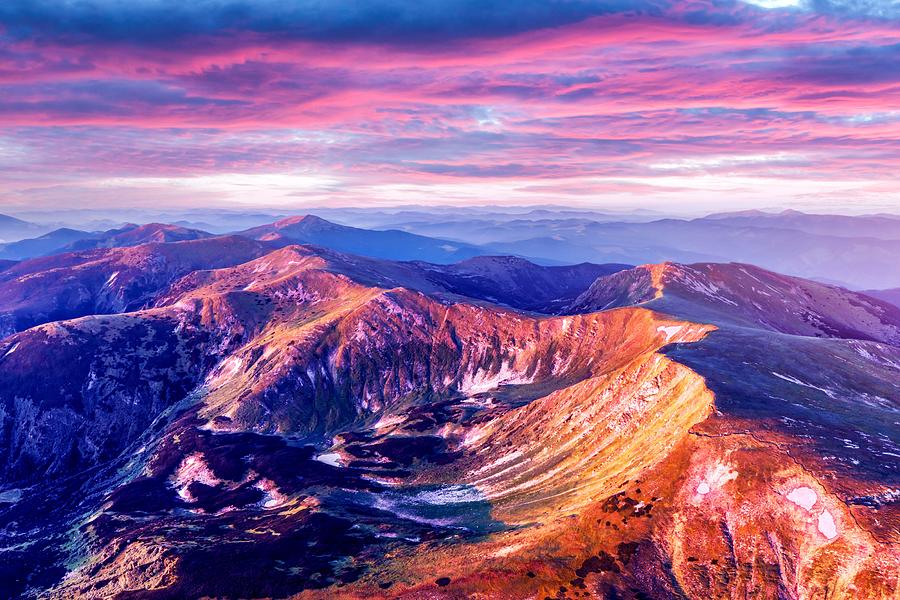 Mountain Photograph - Hight Mountains During Purple Sunset by Ivan Kmit