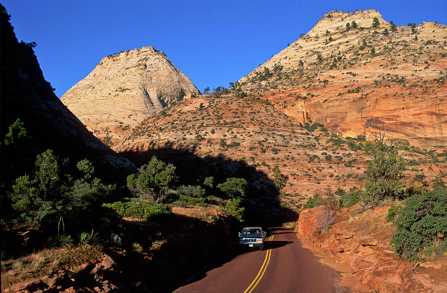 Highway At Zion National Park, Utah Digital Art by Heeb Photos