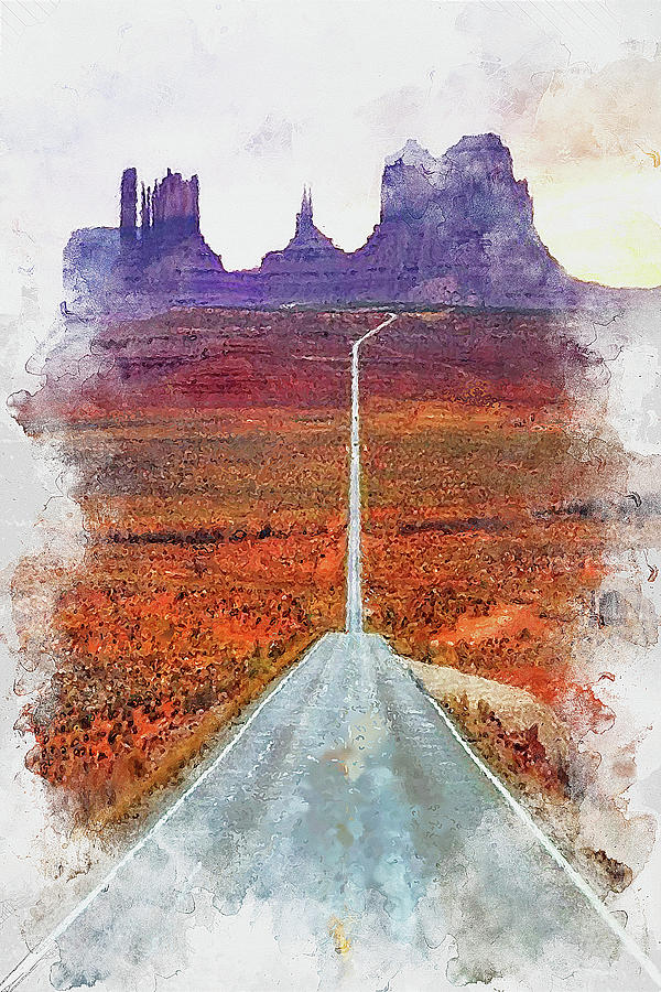 Highway in the Desert - 01 Painting by AM FineArtPrints
