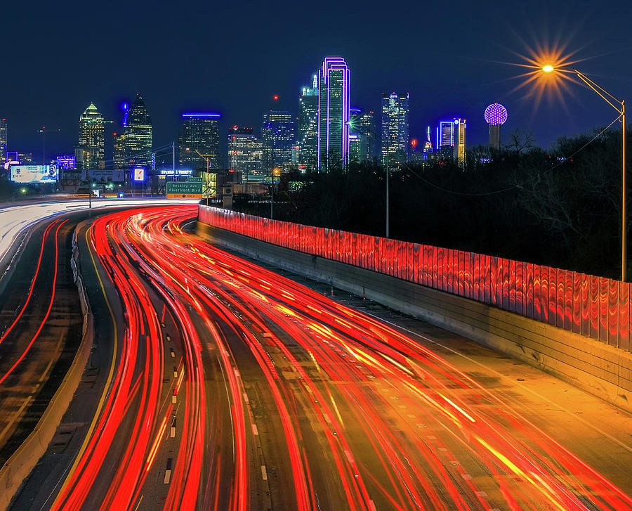 Highway Lights Into Dallas Texas Photograph by Dan Sproul