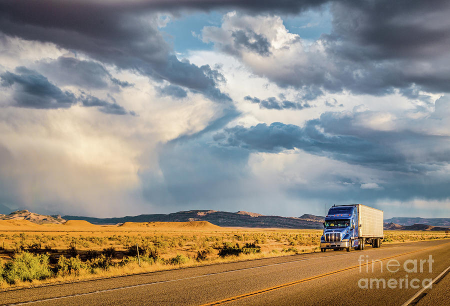 Highway Sunset Truck Photograph