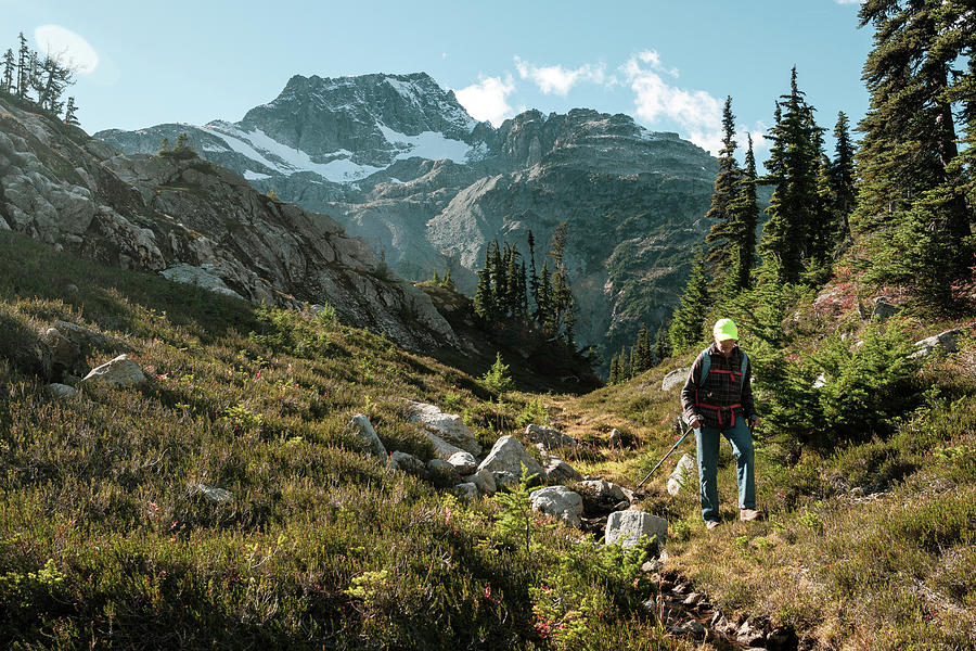 Hiker In Mountains, Pemberton, British Photograph by Ben Girardi | Fine ...