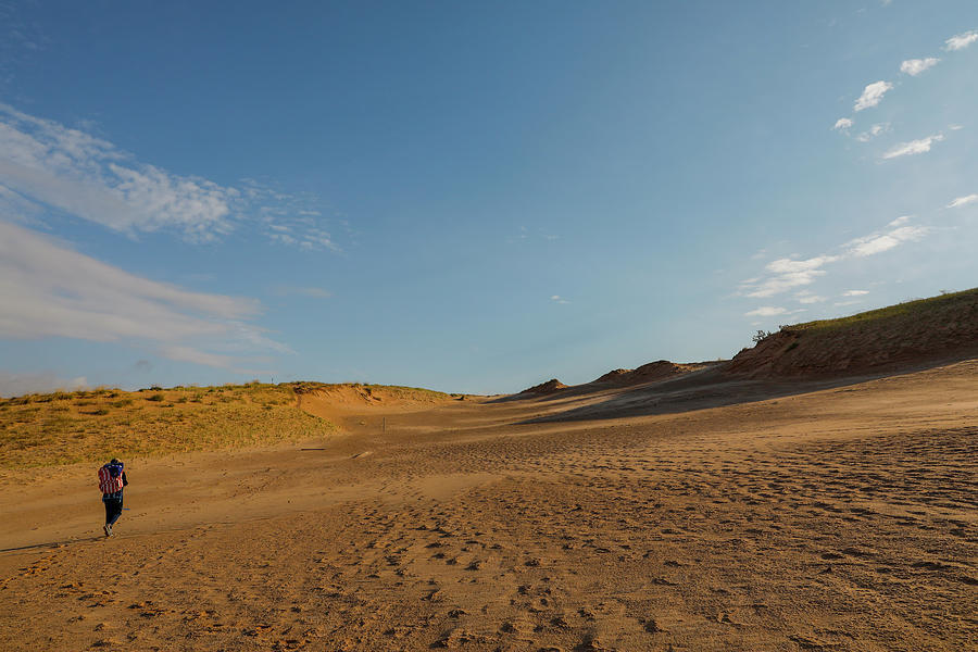 Hiker Visiting Sleeping Bear Dunes Photograph by Jeffrey Phelps - Fine ...