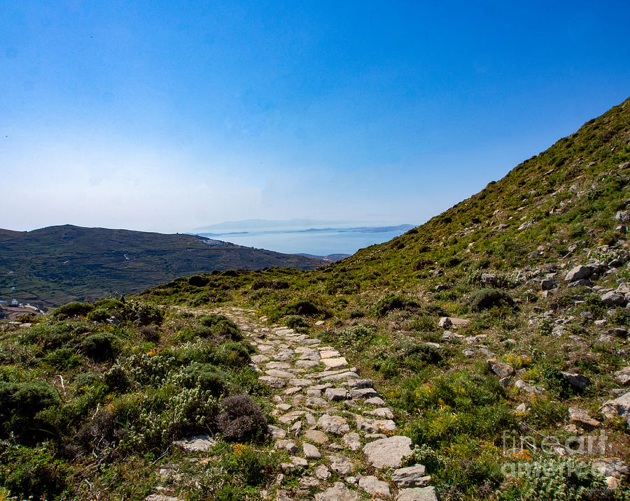 Hiking a rocky path on Island of Tinos in Greece Photograph by L Bosco