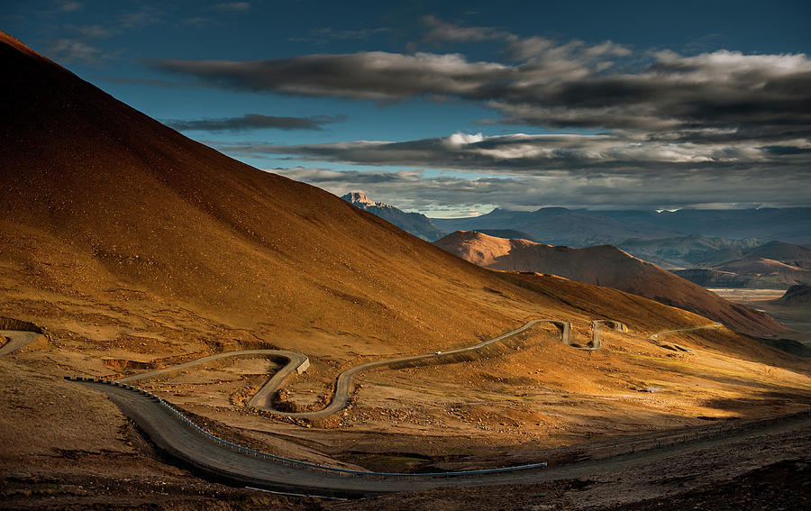Hill Side Meandering Road On Tibetan Photograph by Coolbiere Photograph
