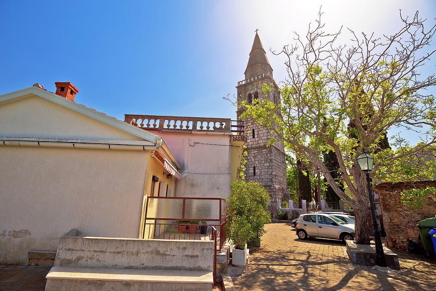 Hill town of Dobrinj on Krk island church and street view Photograph by Brch Photography