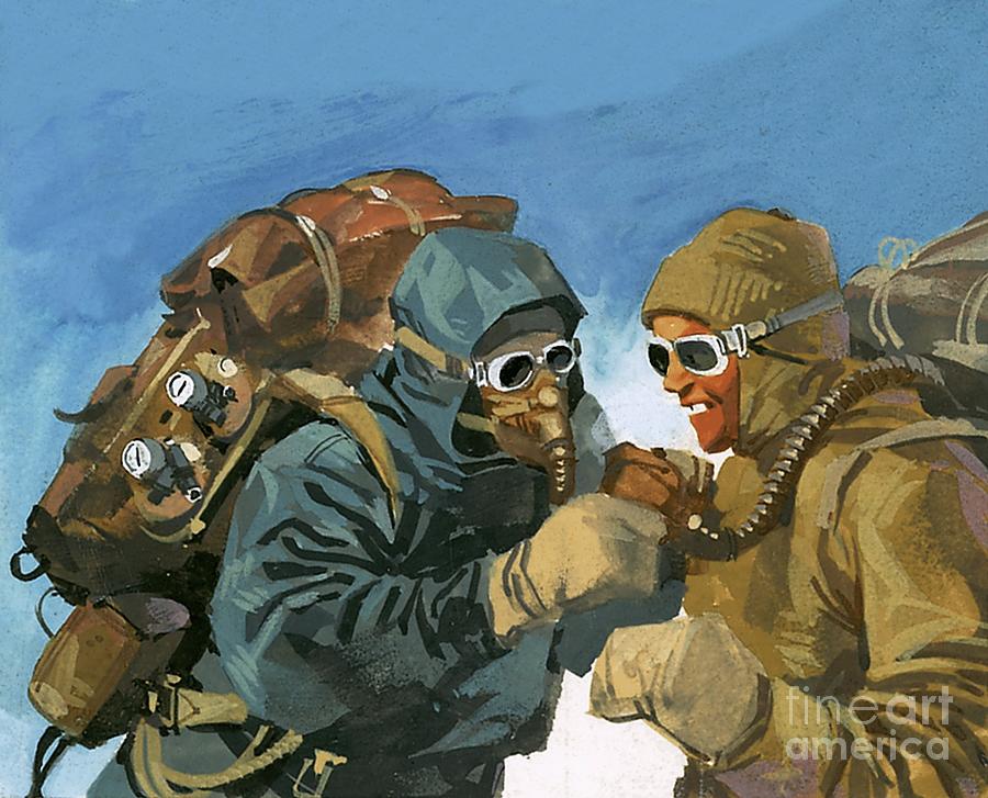Goggle Painting - Hillary And Tensing Prepare To Assault The Final Ridge by Ferdinando Tacconi