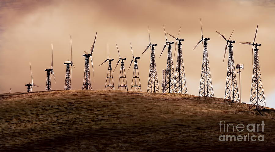 Hills Covered Wind Turbines California  Photograph by Chuck Kuhn