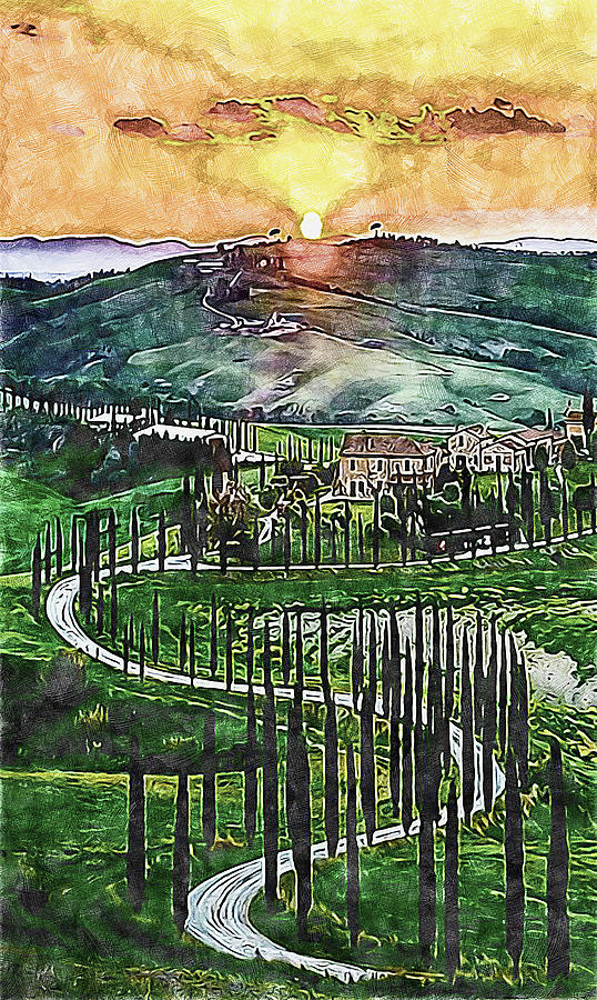 Hills of Tuscany - 27 Painting by AM FineArtPrints