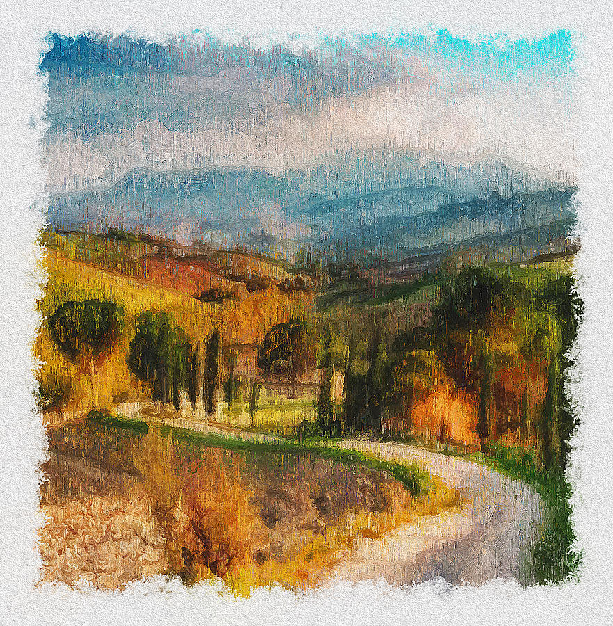 Hills of Tuscany - 32 Painting by AM FineArtPrints