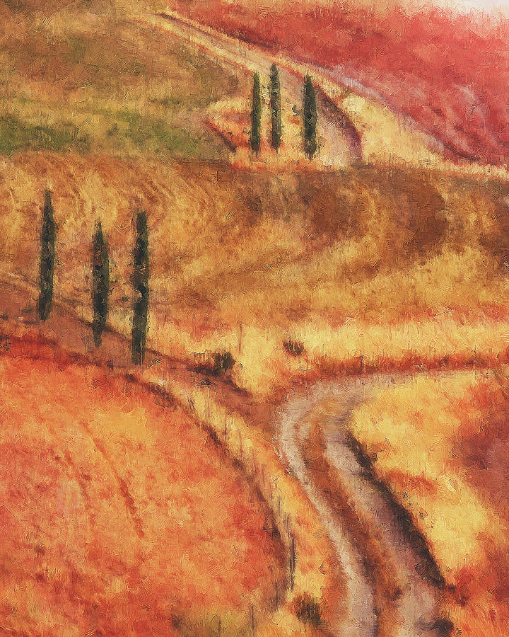 Hills of Tuscany - 34 Painting by AM FineArtPrints