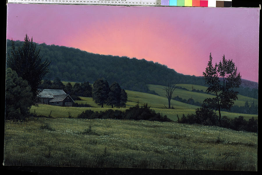 Landscape Painting - Hillside At Dusk by Wilhelm Goebel