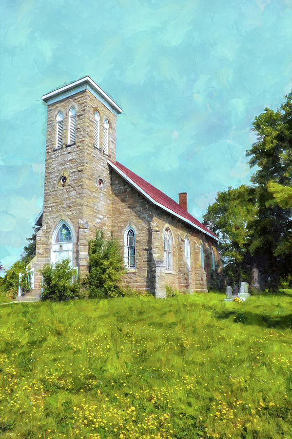 Hilltop Country Church Digital Art by Leslie Montgomery