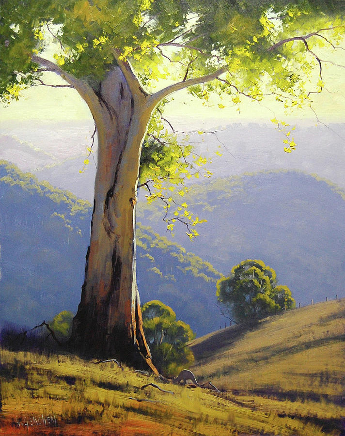 Nature Painting - Hilly Landscape by Graham Gercken