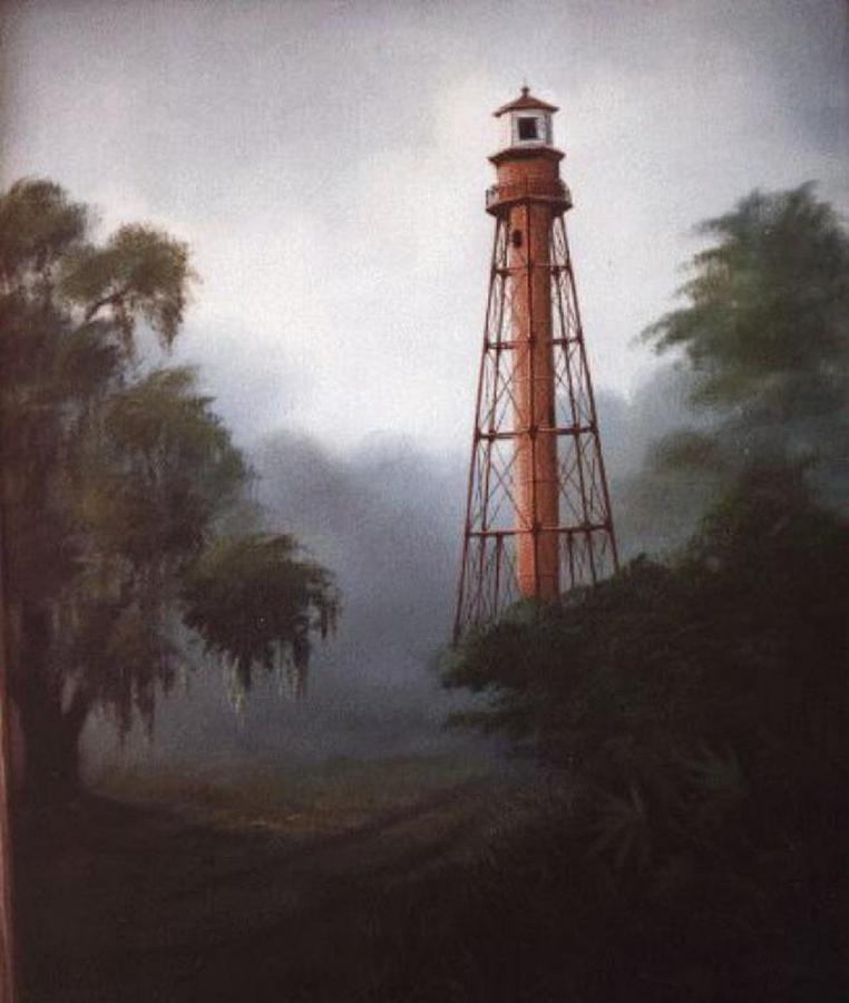 Hilton Head Rear Range Lighthouse South Carolina Painting by Teresa Trotter