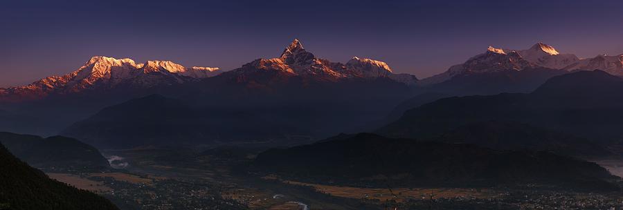 Mountain Photograph - Himalayan Panorama, Annapurna Massif by DPK-Photo