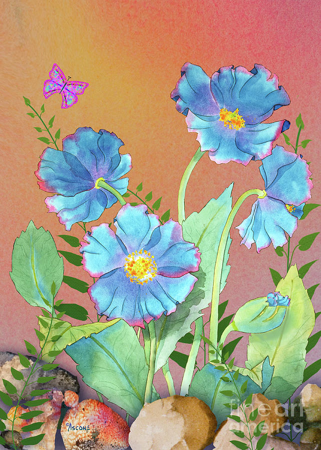 Himalayan Poppies with Rocks Painting by Teresa Ascone