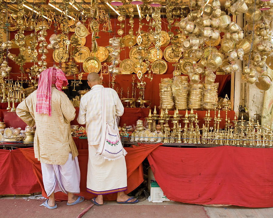 Hindu Ceremonial Utensils On Sale Photograph by Ashok Sinha