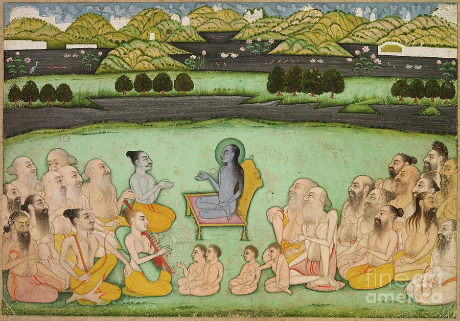 Hindu God Krishna Talking To Elders Drawing by Heritage Images
