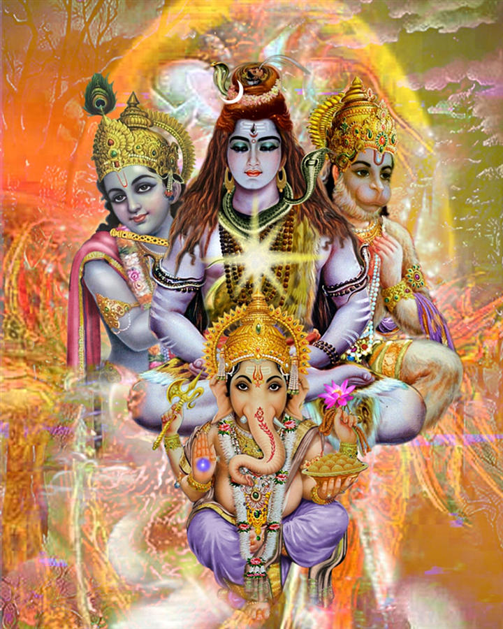 Hindu Poster Vishnu Shiva Ganesh Krishna Digital Art by Magdalena ...