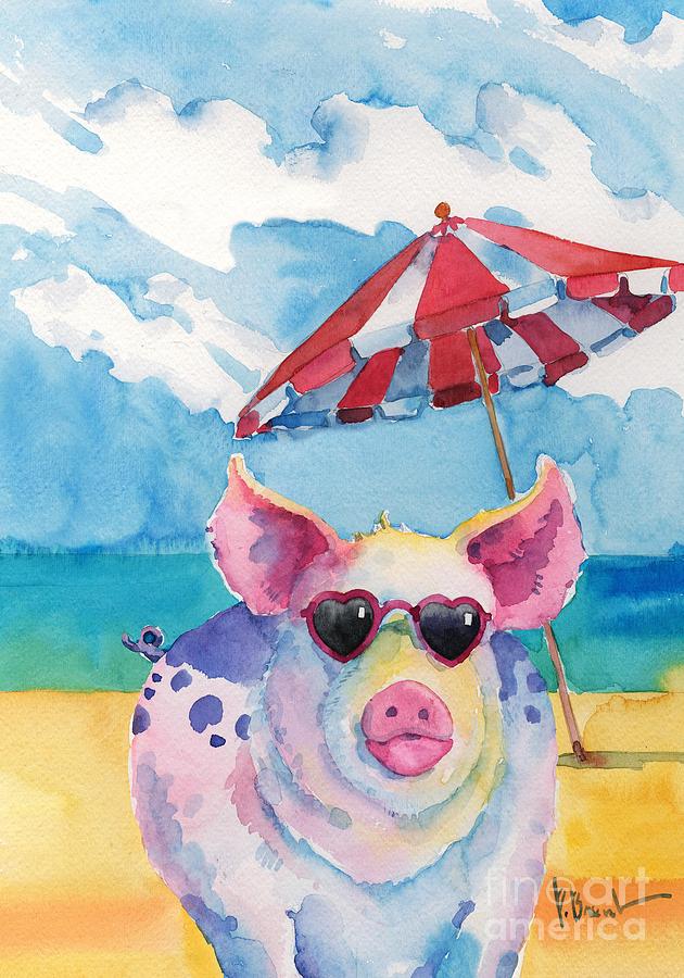 Beach Painting - Hip Shades - Pig by Paul Brent