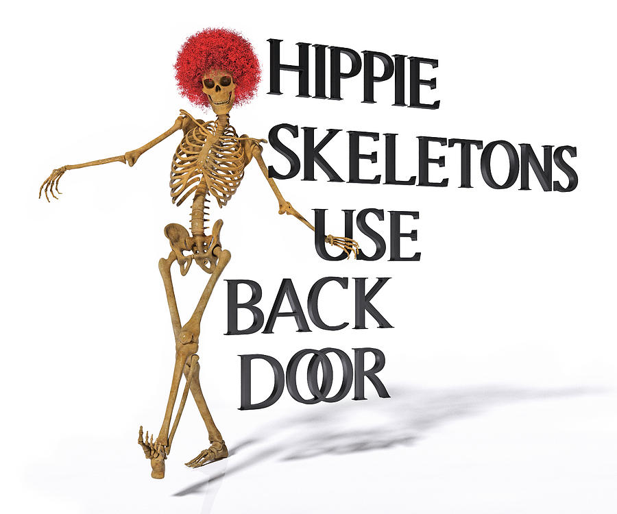 Hippie Skeletons Use Back Door Digital Art By Betsy Knapp