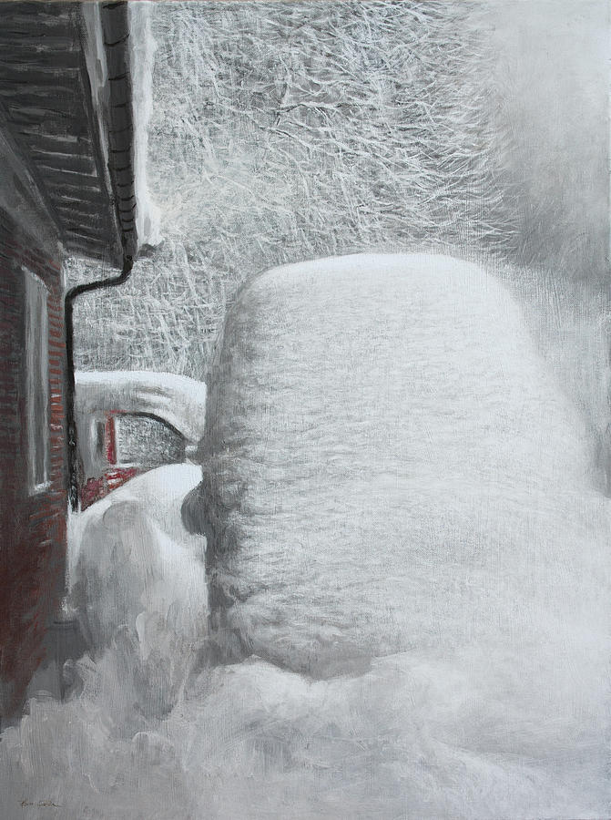Hippie Van in Snow Painting by Hans Egil Saele